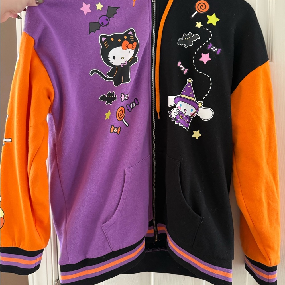 Hello Kitty And Friends Halloween Split Color-Block Girls Hoodie